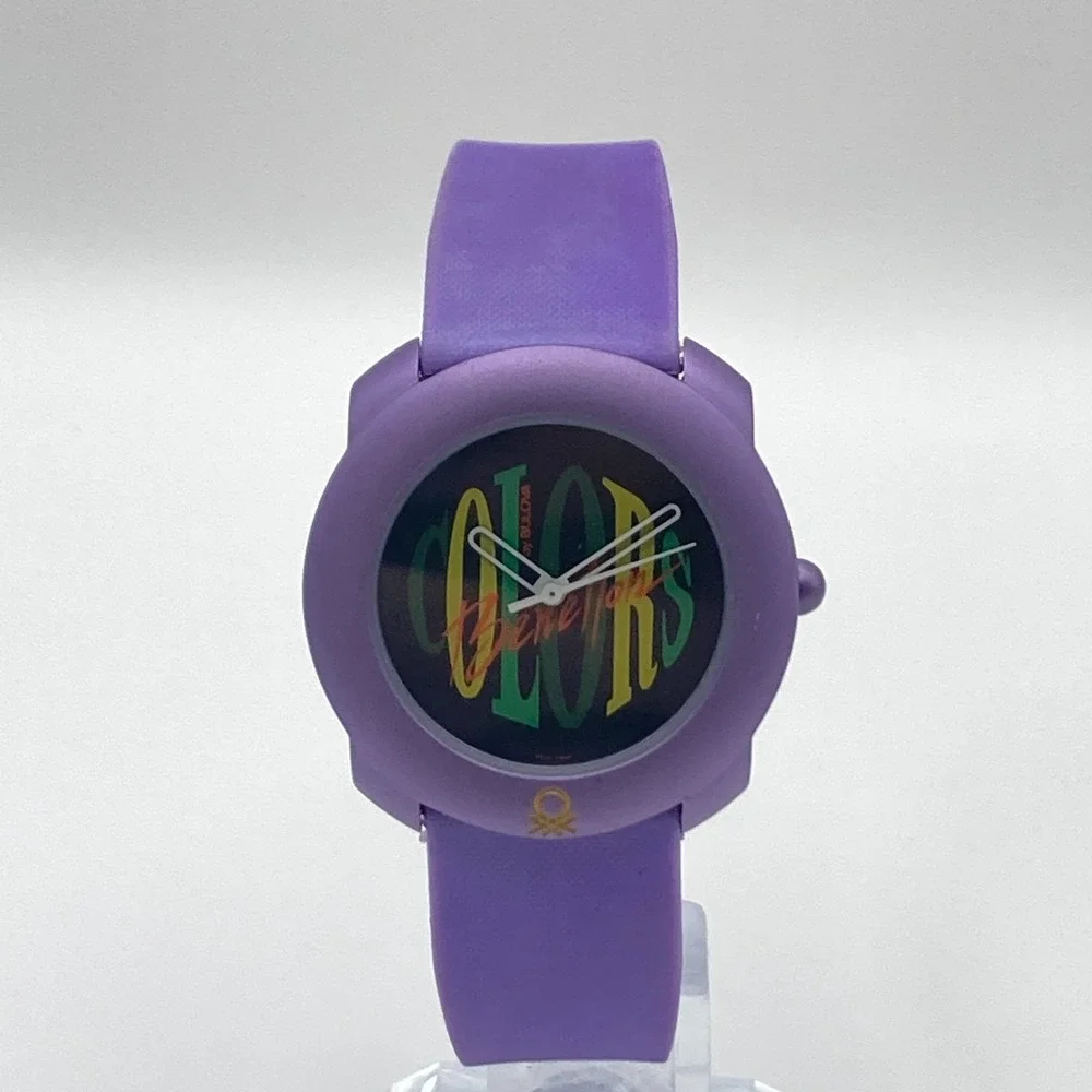 United Colors of Benetton by Bulova Women's Watch Purple 34mm New Battery 8.25